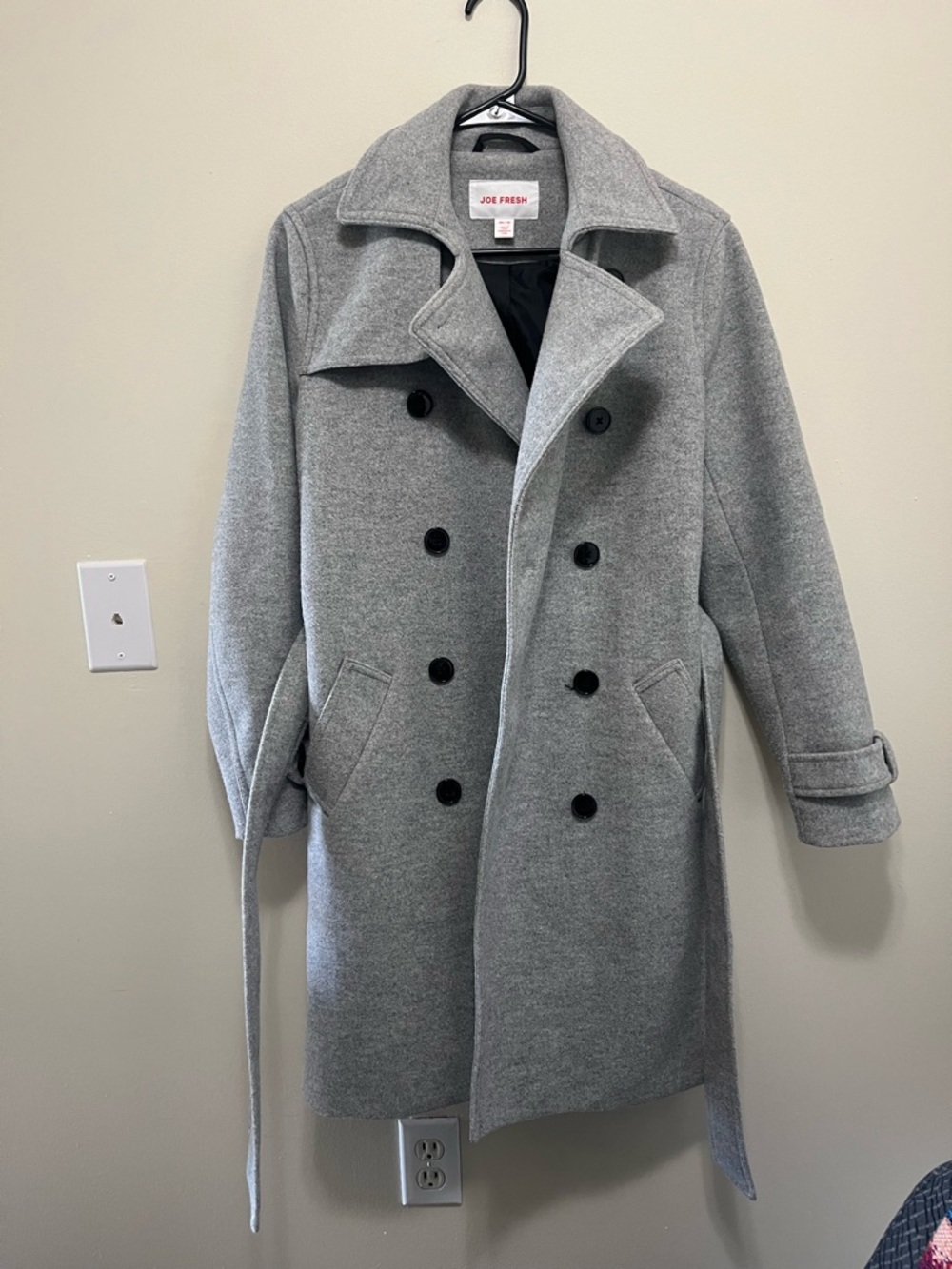 Joe Fresh Grey Double-Breasted Wool Blend Peacoat
